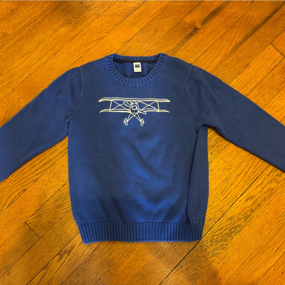 Janie and Jack Kids Sweater, size 6, with embroidered airplane